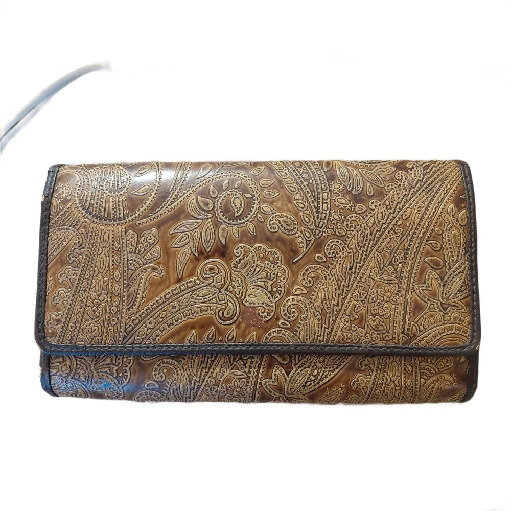 N9T AVAILABLE Paisley Embossed Leather Wallet